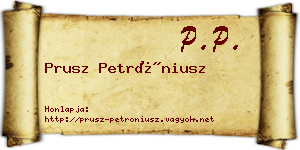 Prusz Petróniusz névjegykártya